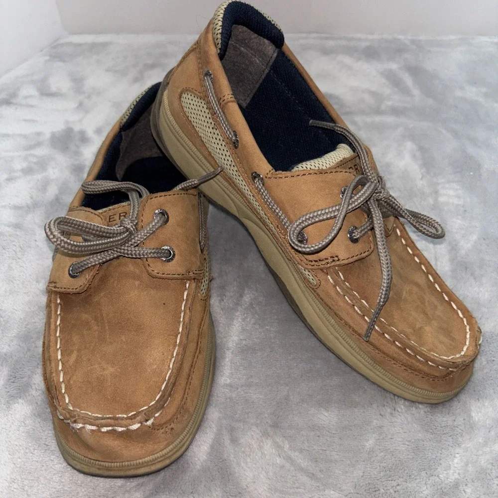 Sperry Top Sider BOYS Boat Shoes Size 5M Light Brown